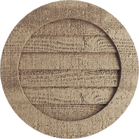 Ekena Millwork Timberthane Rough Sawn Round Faux Wood Non-Functional Gable Vent, Primed Tan, 21"W x 21"H GVURRO21DRSPR